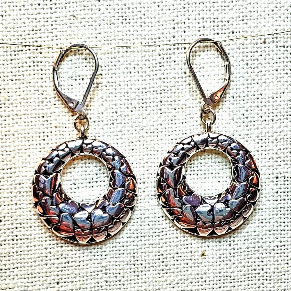 Heart & silver drop earrings